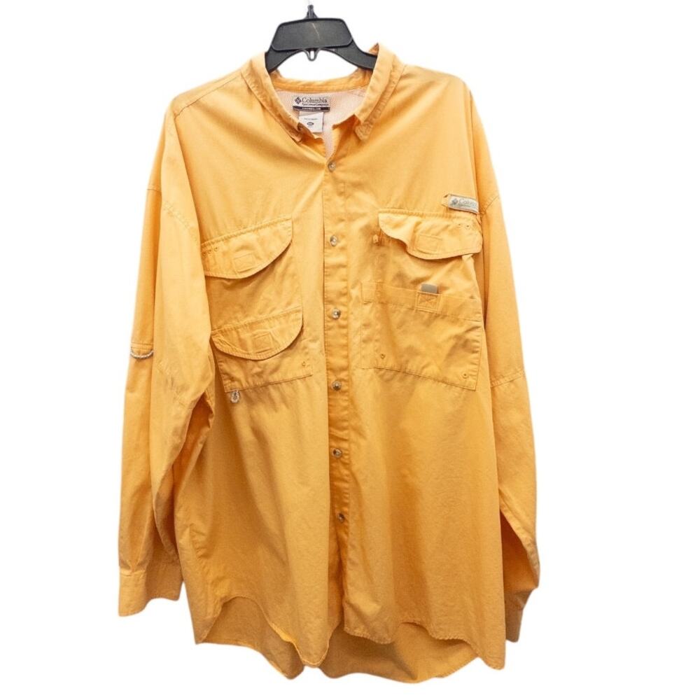 Columbia PFG Bonehead Men's XXL Orange L/S Fishing Button Down Shirt FM7120